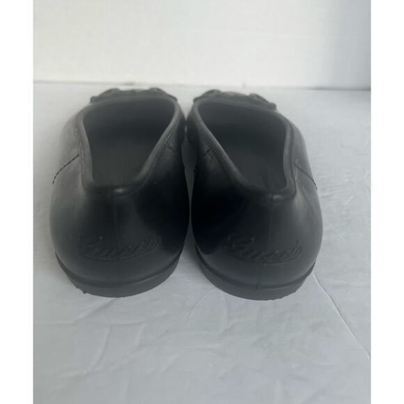 Gucci Authentic Embossed Black Rubber Horsebit Slip On Ballet Flats Size 8 - Picture 8 of 14